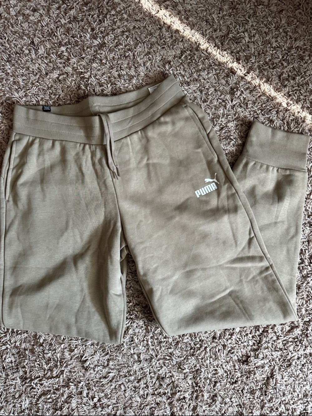 Puma Tan Women's Jogger Pants with White Logo